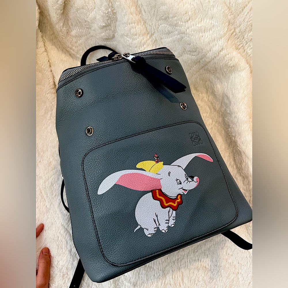 💯✨Authentic Loewe Dumbo Disney Leather Blue Rucksack Backpack limited edition❤️